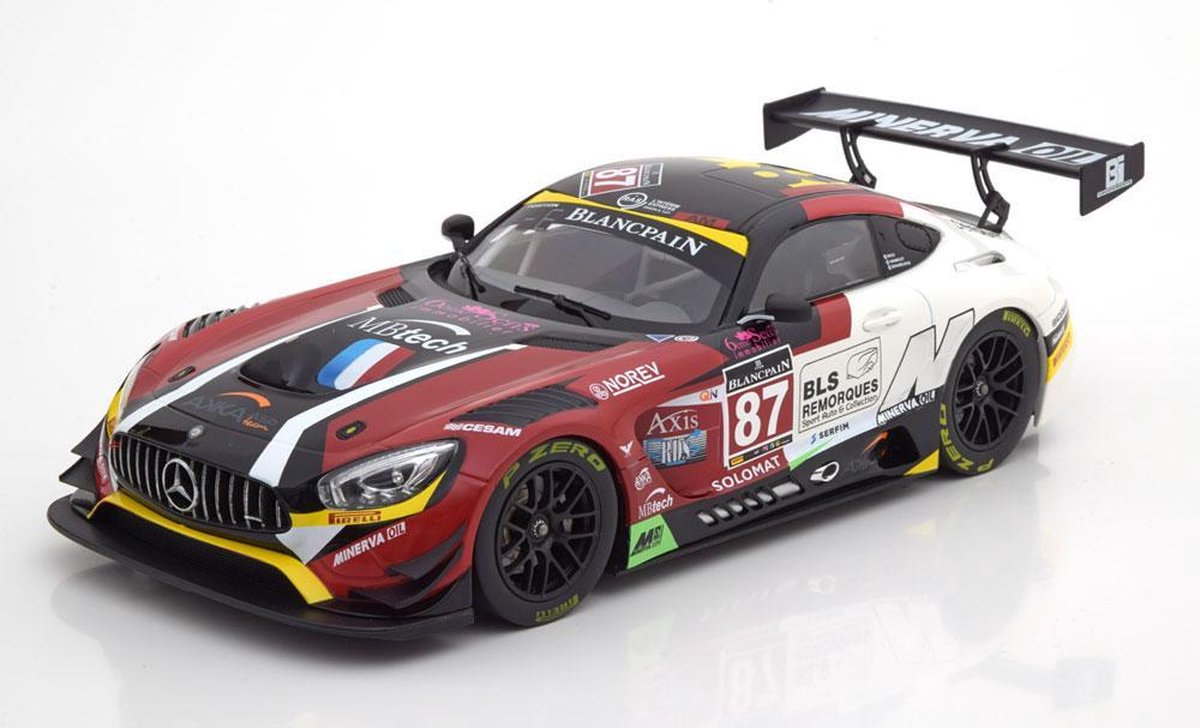 Mercedes-Benz AMG GT3 (2016) (Rood/Wit) (30 cm) 1/18 Norev - Modelauto - Schaalmodel - Model auto - Miniatuurautos - Miniatuur auto