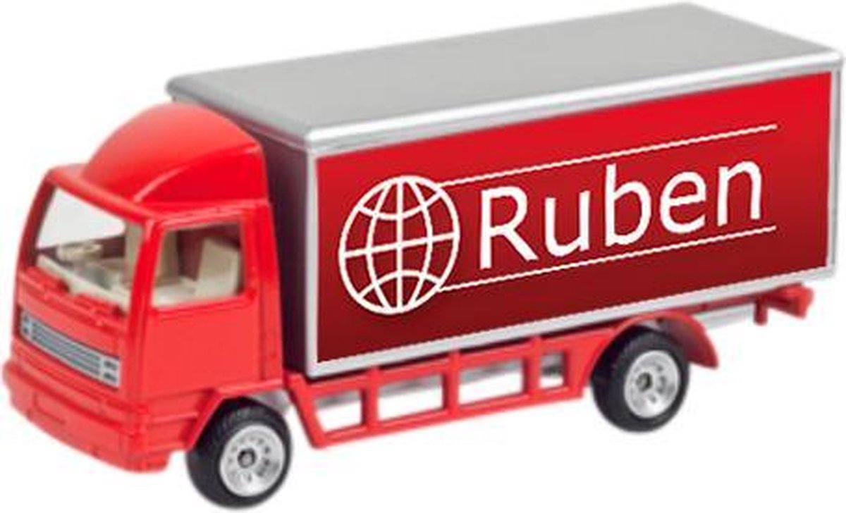 Leuk kado met naam model vrachtwagen type ruben - rood