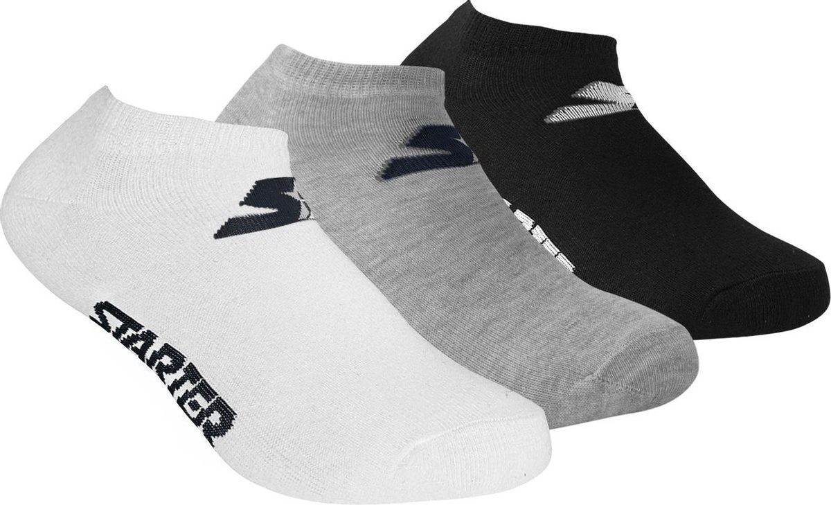 Starter - 3-Pack Sneaker Socks - Zwart/Wit/Grijs - Algemeen - maat  35 - 38