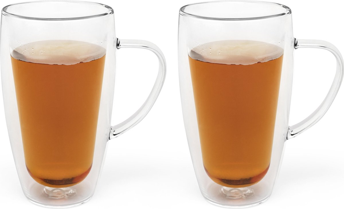 Dubbelwandig glas koffie/thee 320ml s/2