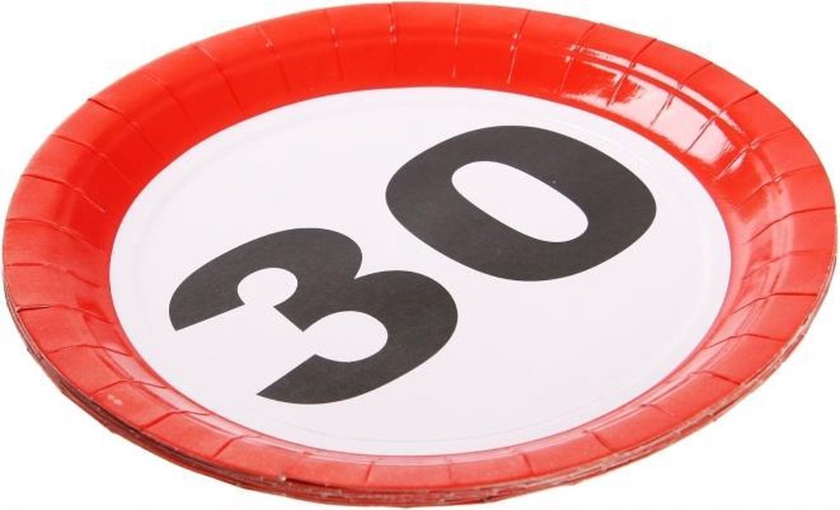 40x Kartonnen bordjes 30 jaar van 23 cm - Wegwerpborden van karton - Feestbordjes - Verjaardag feestartikelen tafeldecoratie