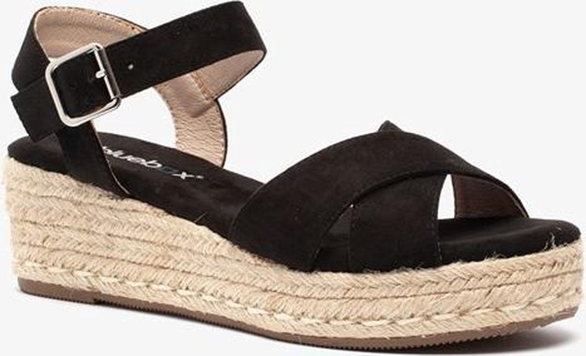 Blue Box dames espadrilles met sleehak - Zwart - Maat 37
