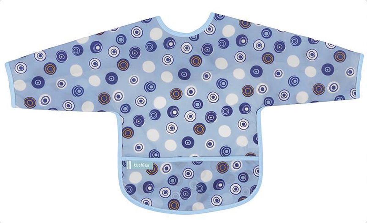 Kushies - Slabbetje -Waterdichte slab - met mouw - Bubbels blauw - 2 t/m 4 jaar