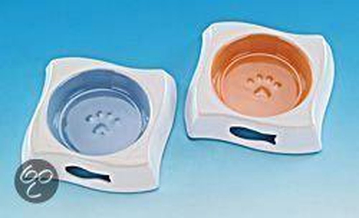 Nobby eetbak kat wave met opdruk blauw/wit 12 cm
