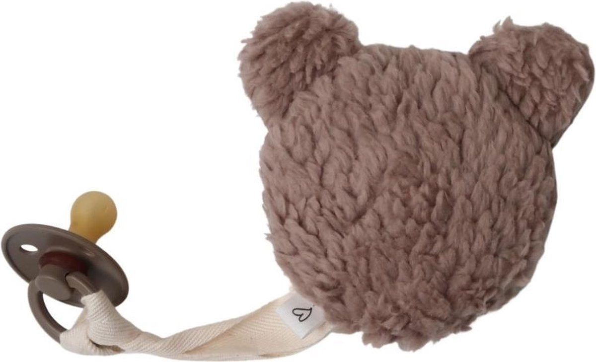 LOVEissue speenknuffeltje beer teddy taupe katoen | BIBS fopspeen Dark oak T2 | 6 t/m 18 mnd