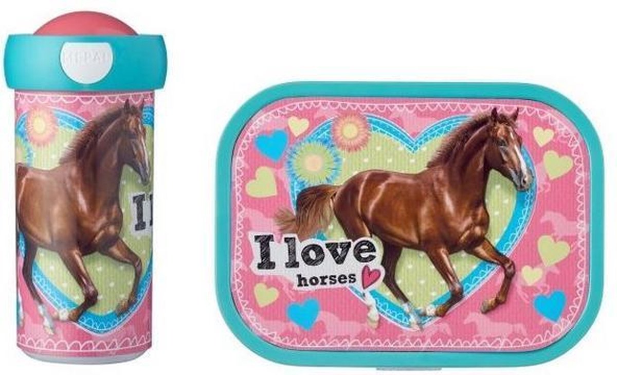 Mepal Lunchset Paarden - Lunchbox en Schoolbeker