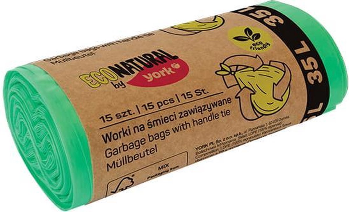 Vuilniszakken ECO 35 L. (15 st/rol) / multipack 3 rollen
