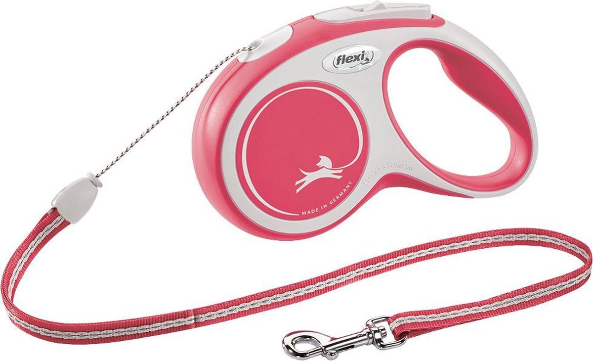 Hondenriem - looplijn - FLEXI rollijn NEW COMFORT Koord - M - ROOD - 8 meter