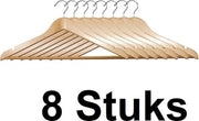 8 STUKS Luxe FSC® houten kledinghangers | Stevige klerenhangers met antislip-broekstang | Klerenhanger | Kleerhanger | broekenstang | 44