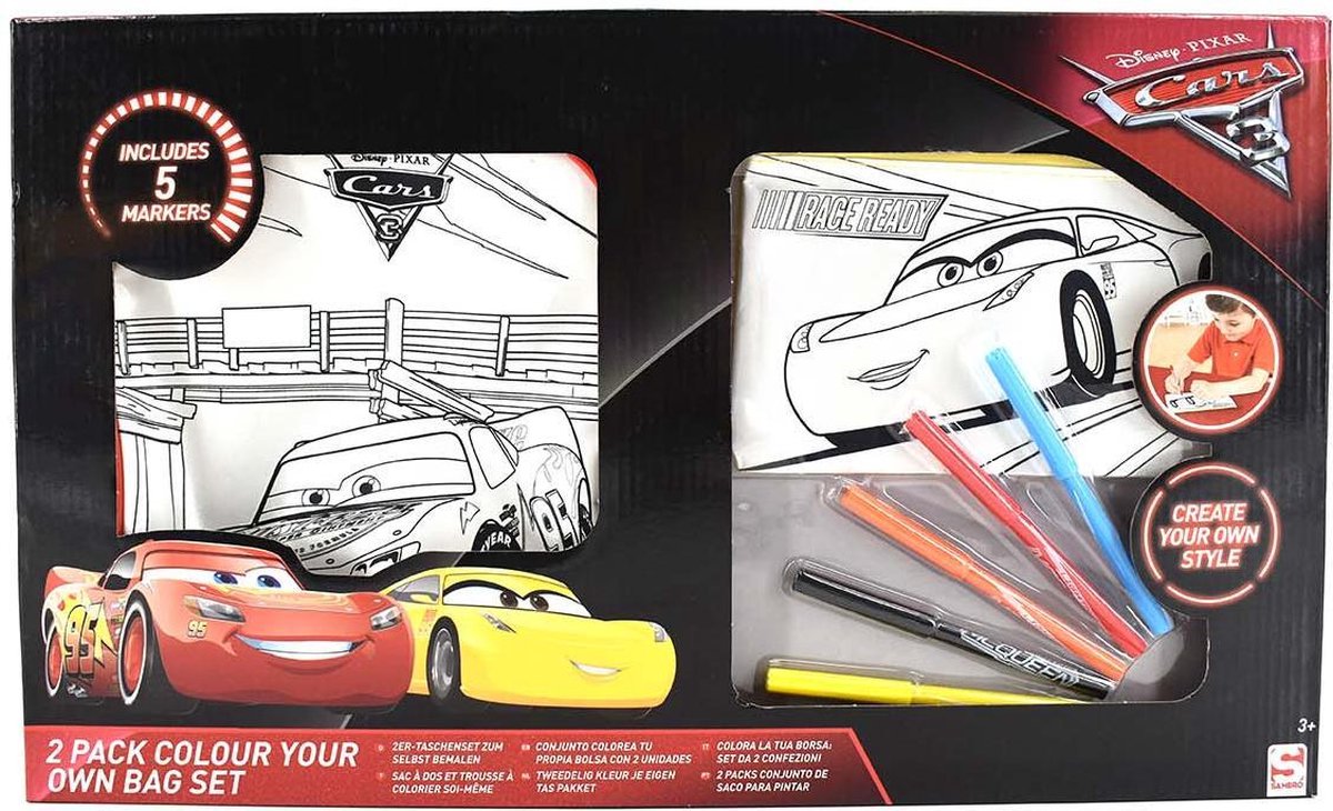 Cars - tweedelig kleur je eigen tas pakket