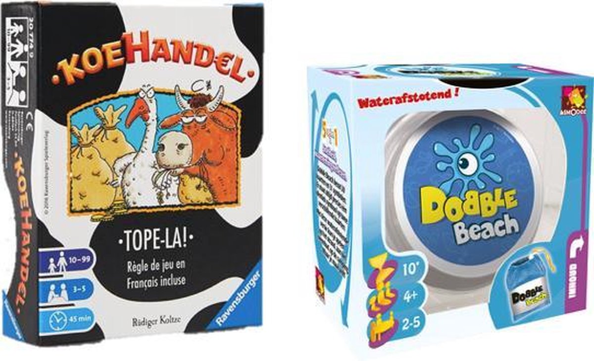 Kaartspelvoordeelset Ravensburger Koehandel - Kaartspel & Dobble Beach