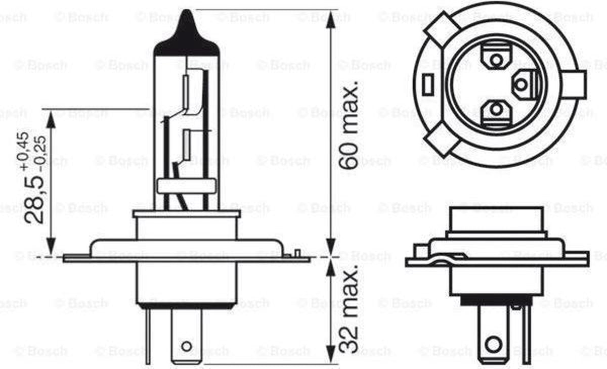 Bosch Gloeilamp Koplamp H4 12V 60/55W (2 Stuks)