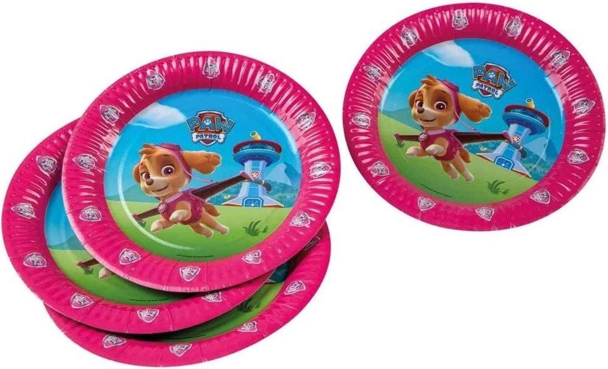 Tib Feestborden Paw Patrol 260 Ml Karton Roze 6 Stuks