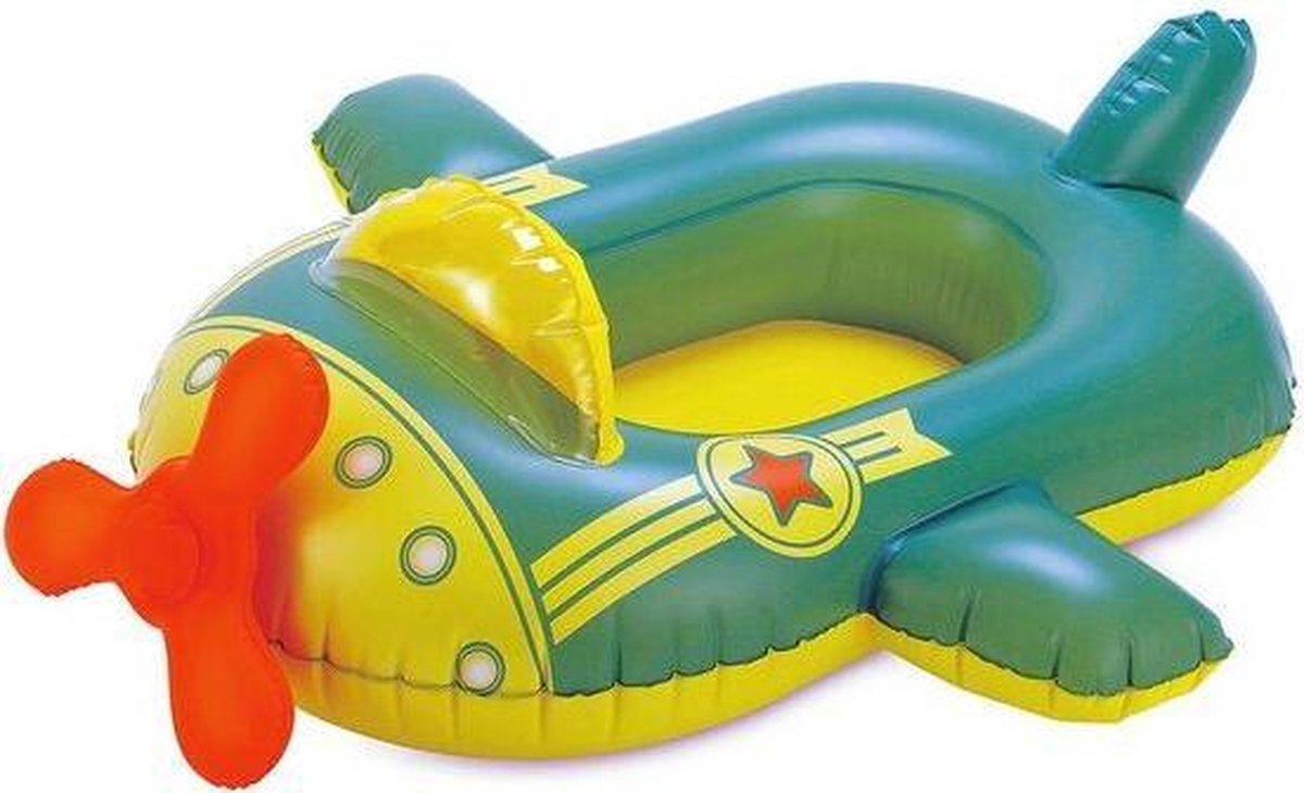 Opblaasbaar Groen Gele Vliegtuig | Zwembadfiguur | Waterplezier | Zwemmen |Zomer |Musthave |Kinderen |Vakantie | Zwembad