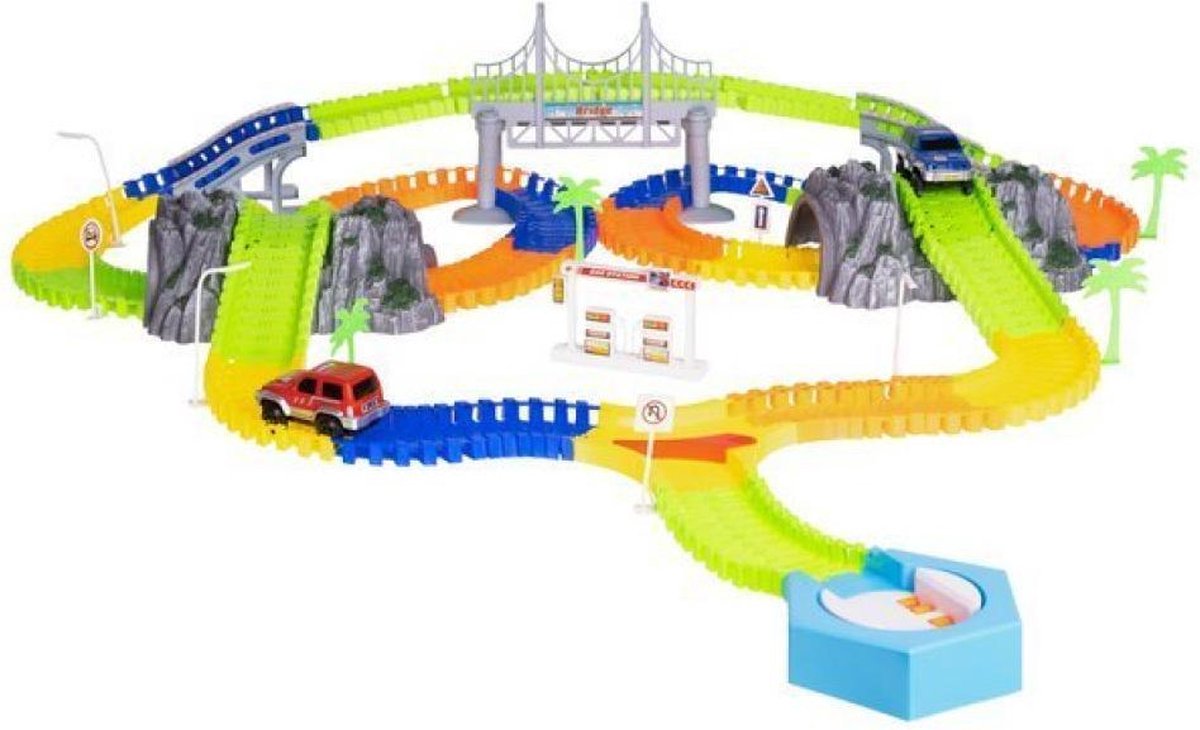 Go! Go! Flexile Track - Racebaan - Zelf in elkaar zetten - Kliksysteem - Met 2 auto's - 293-delig
