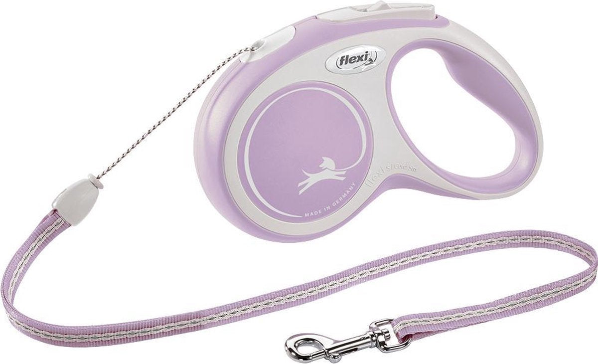 Hondenriem - looplijn - FLEXI rollijn NEW COMFORT Koord - M - rose - 5 meter