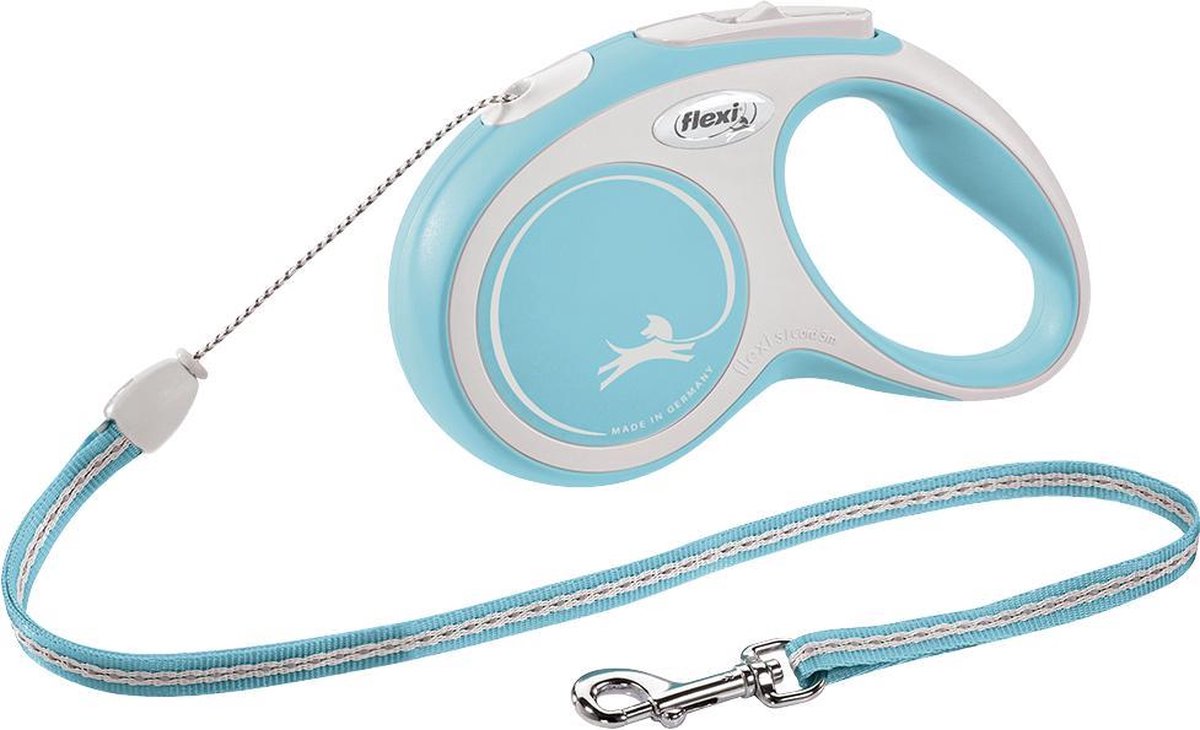 Hondenriem - looplijn - FLEXI rollijn NEW COMFORT Koord - S -Licht Blauw - 5 meter