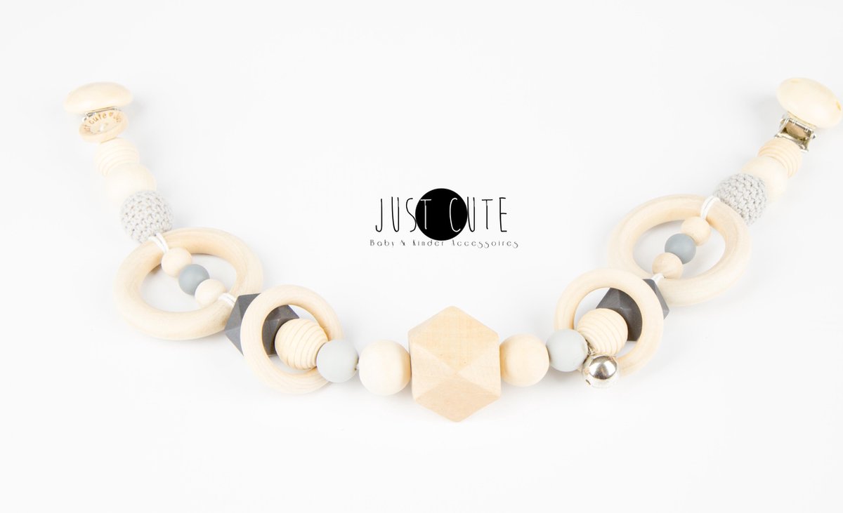Just Cute houten wagenspanner - grijs - Puck