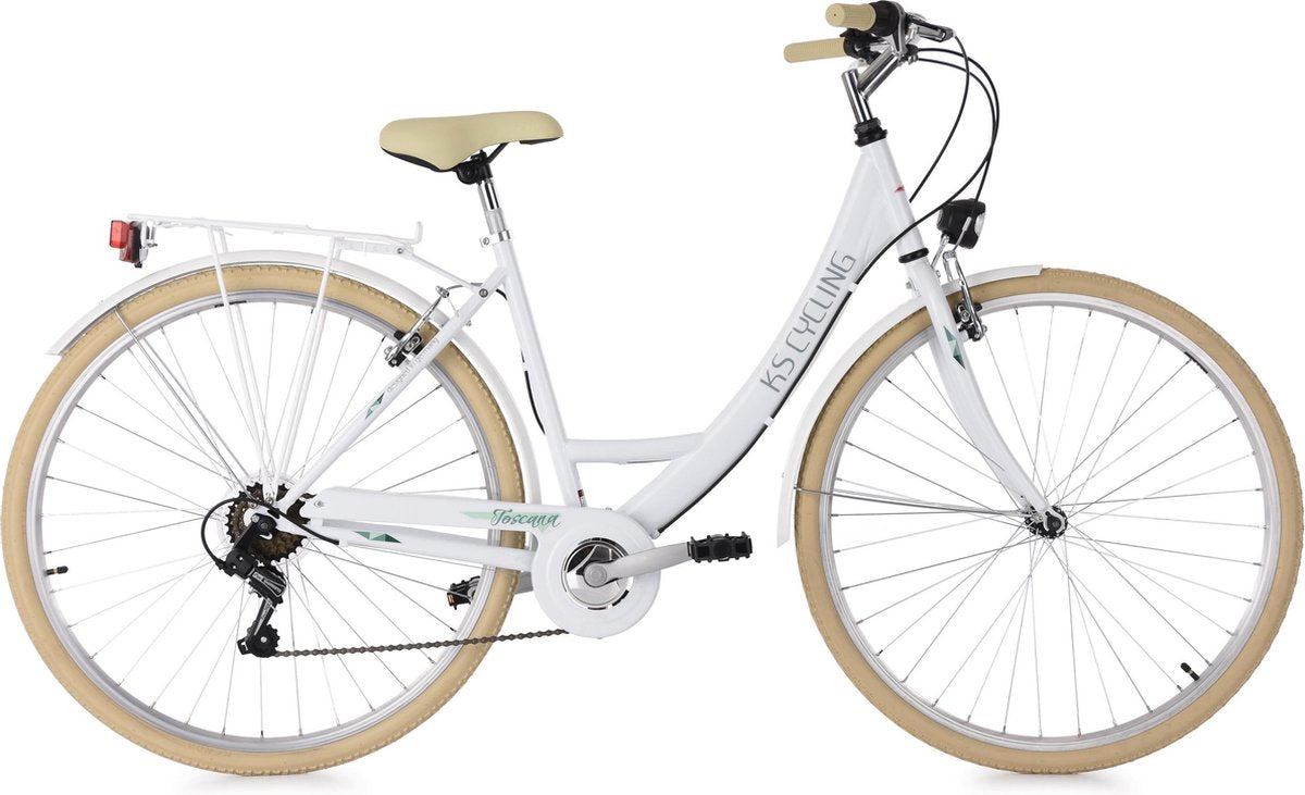 Ks Cycling Fiets Damesfiets Stadsfiets 6-versnellingen Toscane 28 inch wit - 48 cm