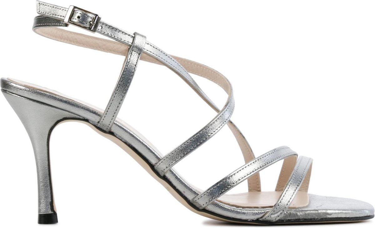 Lina Locchi Vrouwen Leren  Sandalen / Damesschoenen Giana - Zilver - Maat 39