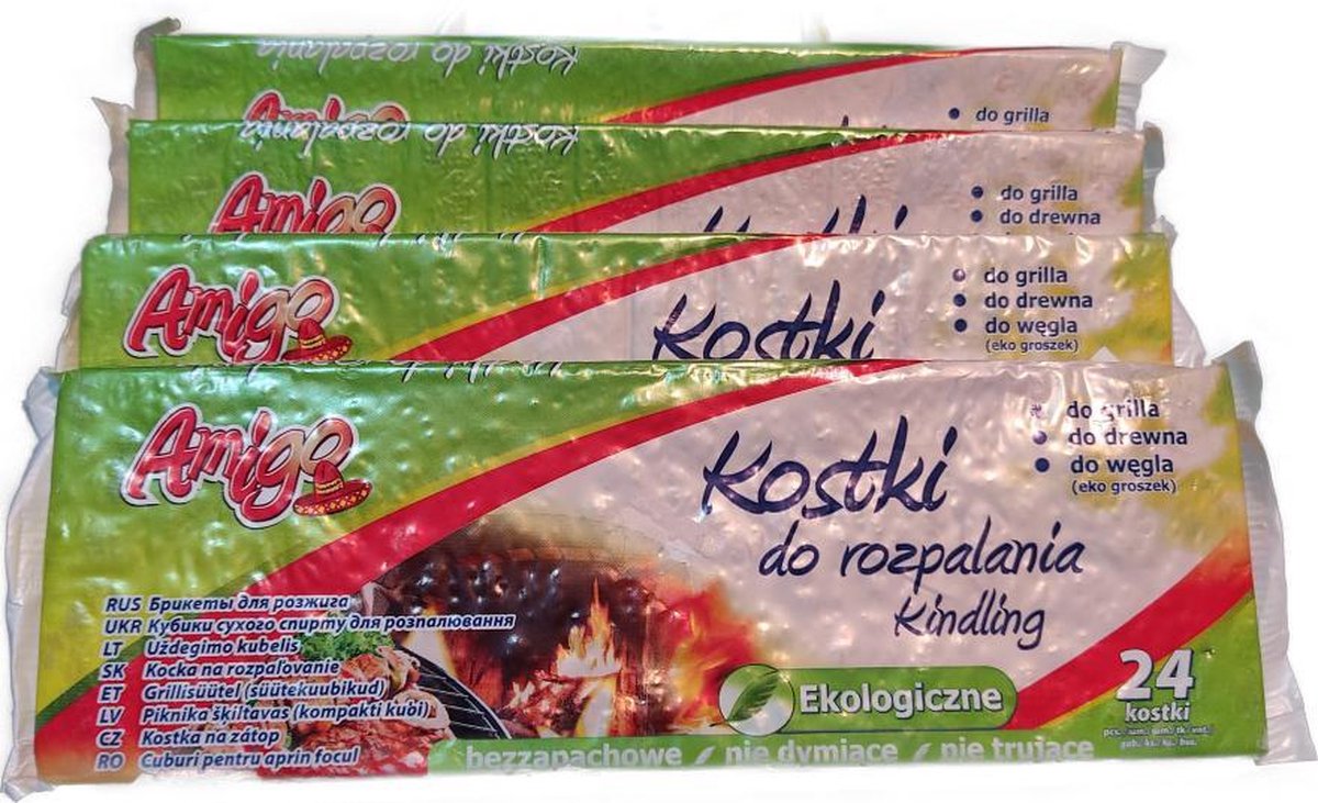 Aanmaakblokjes 24 stuks - Ecologisch - Set van 4 - BBQ - Kampvuur - Openhaard