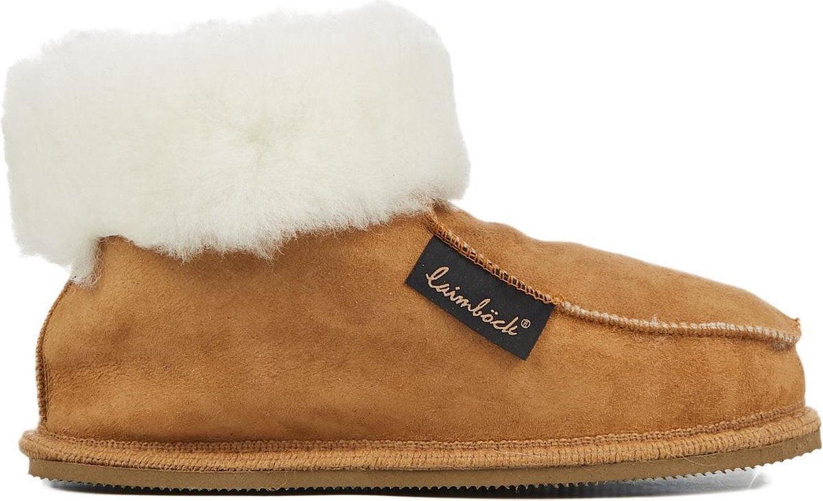 Handgemaakte Lammy pantoffels model Sundsvall Color: Camel
