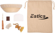 Estics Rijsmandje – Meest Complete Brood Bak Set – Incl. Handleiding Zuurdesem Brood Bakken – Rijsmandje Rond met Deegmesje