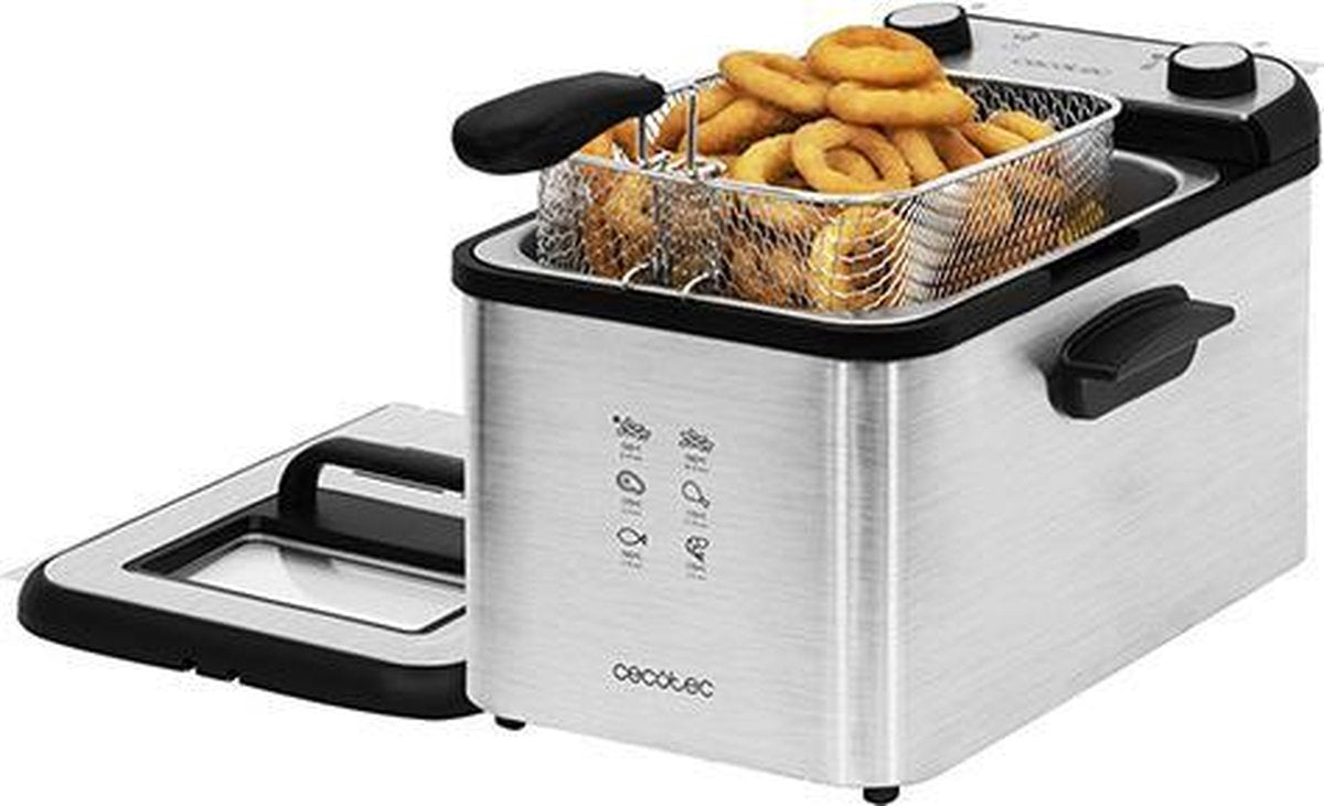 Cecotec Frituurpan 4 liter - Frietpan met Timer - OilCleaner Filter - Anti geurfilter - Deksel met kijkvenster - Zilver