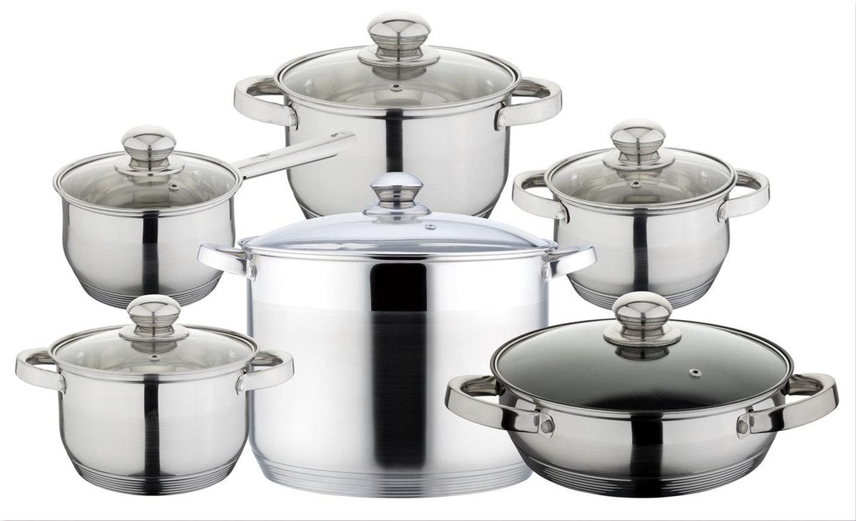 Edënbërg Classic Line - Luxe Pannenset - RVS - 12 delig - Sandwichbodem