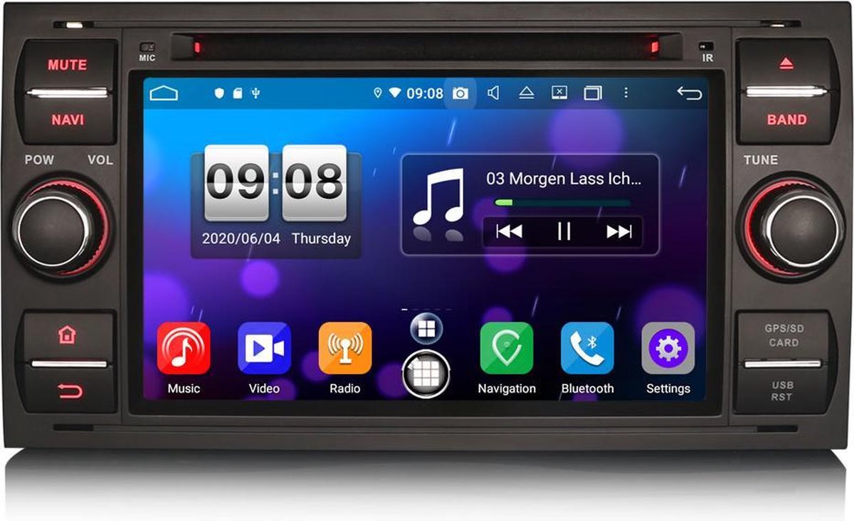 Ford CarPlay Android 10 autoradio | Zwart | Focus Transit Connect C-Max