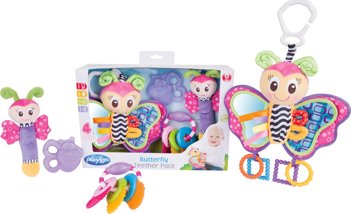 Playgro Geschenkset - Baby Kraamcadeau - Kadoset - Butterfly Teether Pack