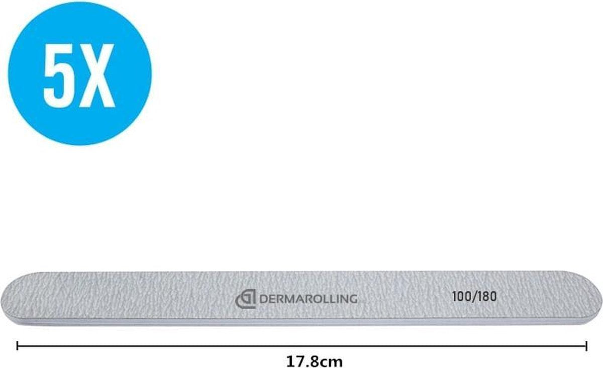 Dermarolling Professionele Nagelvijl Zebra Grit 100/180 – Set Van 5 Stuks