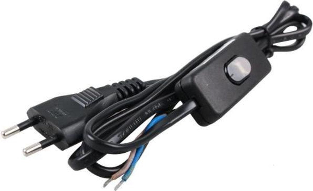 Voedingskabel met Schakelaar - Aigi Entim - 220V - 2 Aderig - 1.5 Meter - Zwart - BSE