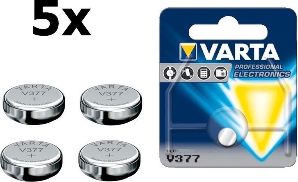 5 Stuks - Varta V377 27mAh 1.55V knoopcel batterij