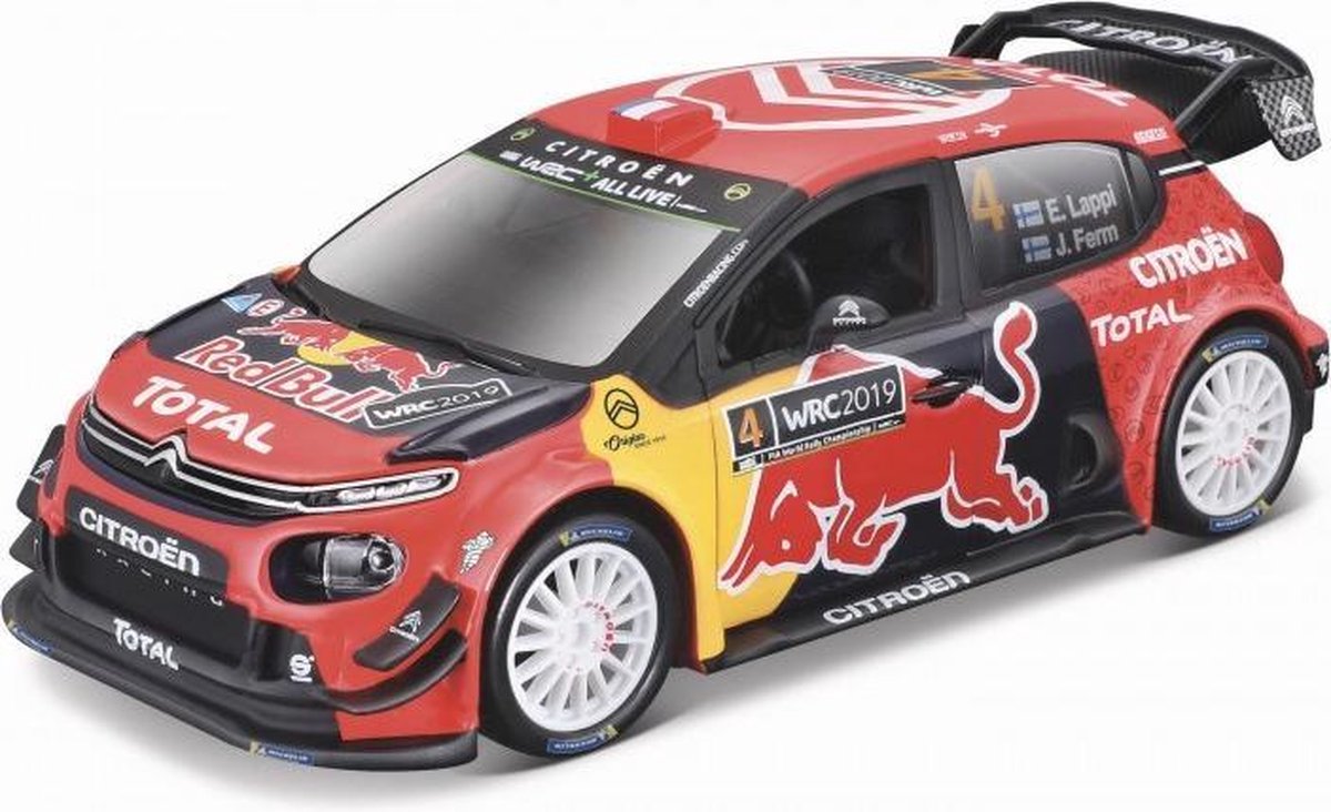 Bburago Citroen C3 WRC #4 ESAPEKKA LAPPI RALLY MONTE CARLO 2019 rood/blauw/geel modelauto schaalmodel 1:32