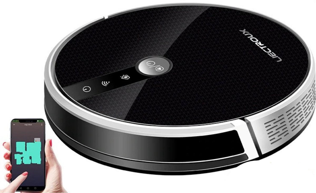 Loft Home® Robotstofzuiger met afstandsbediening | Stofzuiger | Robot Stofzuiger | Robotstofzuiger met slimme navigatie | Stofzuiger zonder zak | Draadloos | Met Dweilfunctie | Zwart | Inclusief app