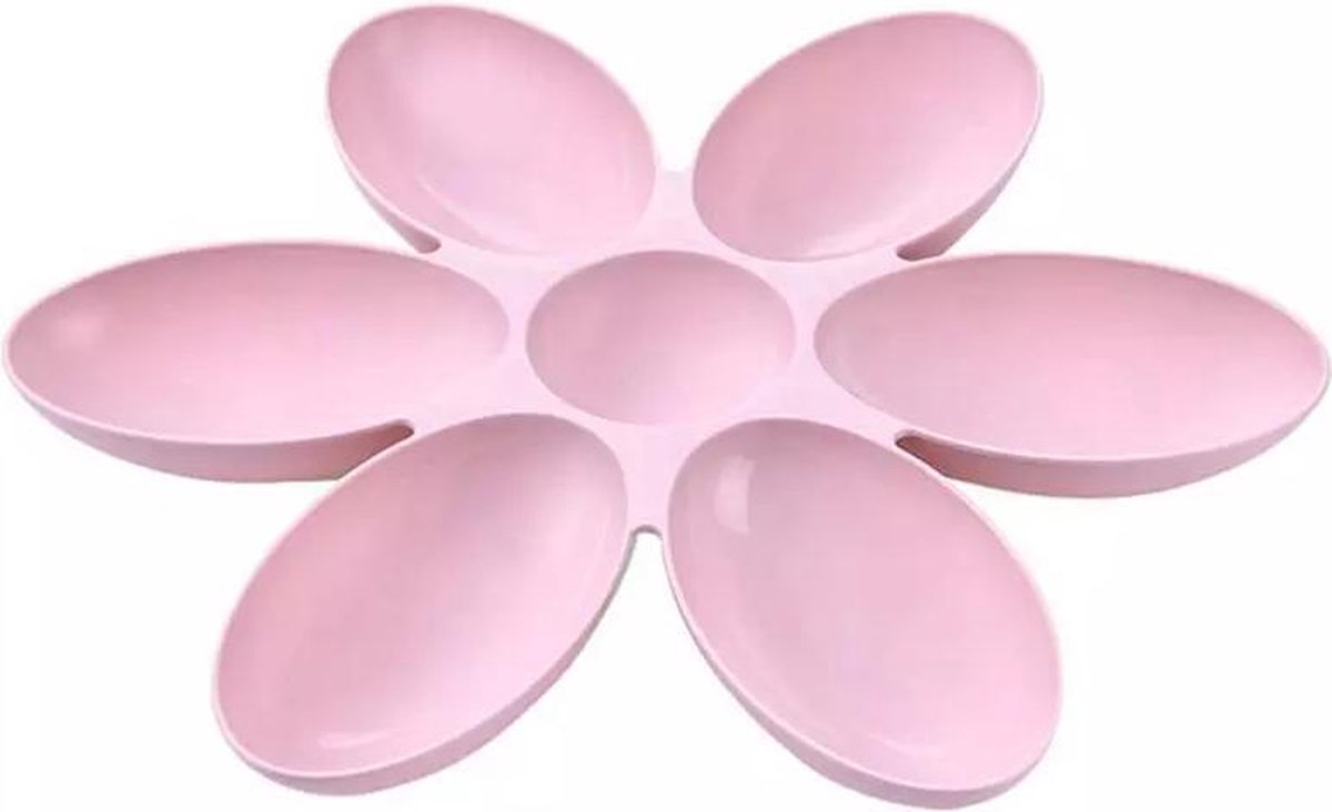 Puppy/kitten voerschaal - Met 6 bakjes voor nest puppy's of kittens - Roze
