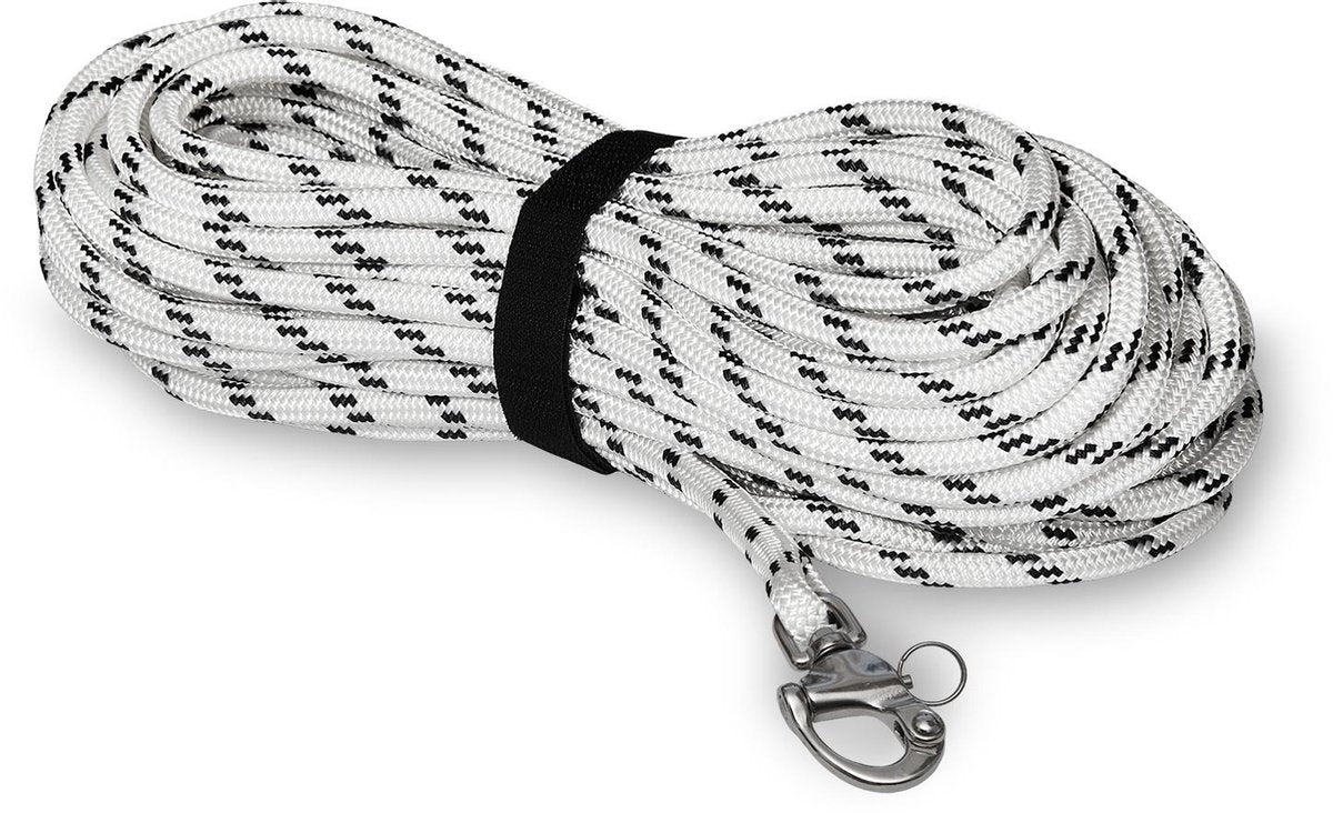 Spinakerval kant en klaar 12mm 40 meter blauw swivel snap shackle
