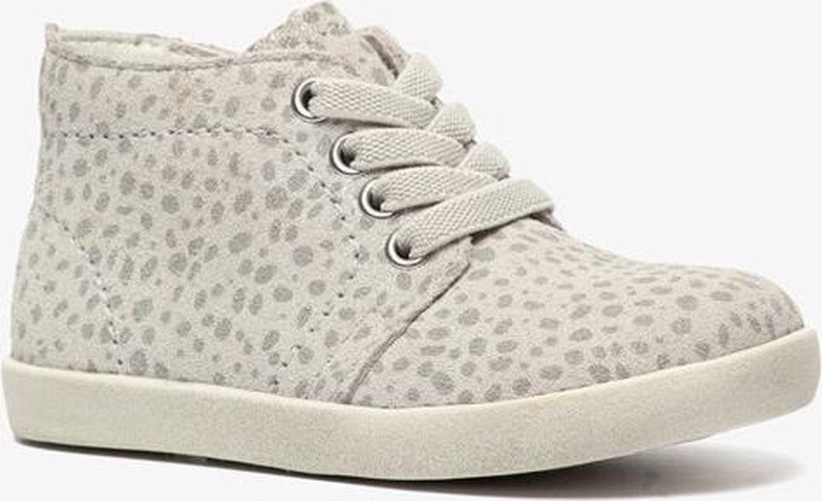 Groot leren babyschoenen met stippen - Wit - Maat 19