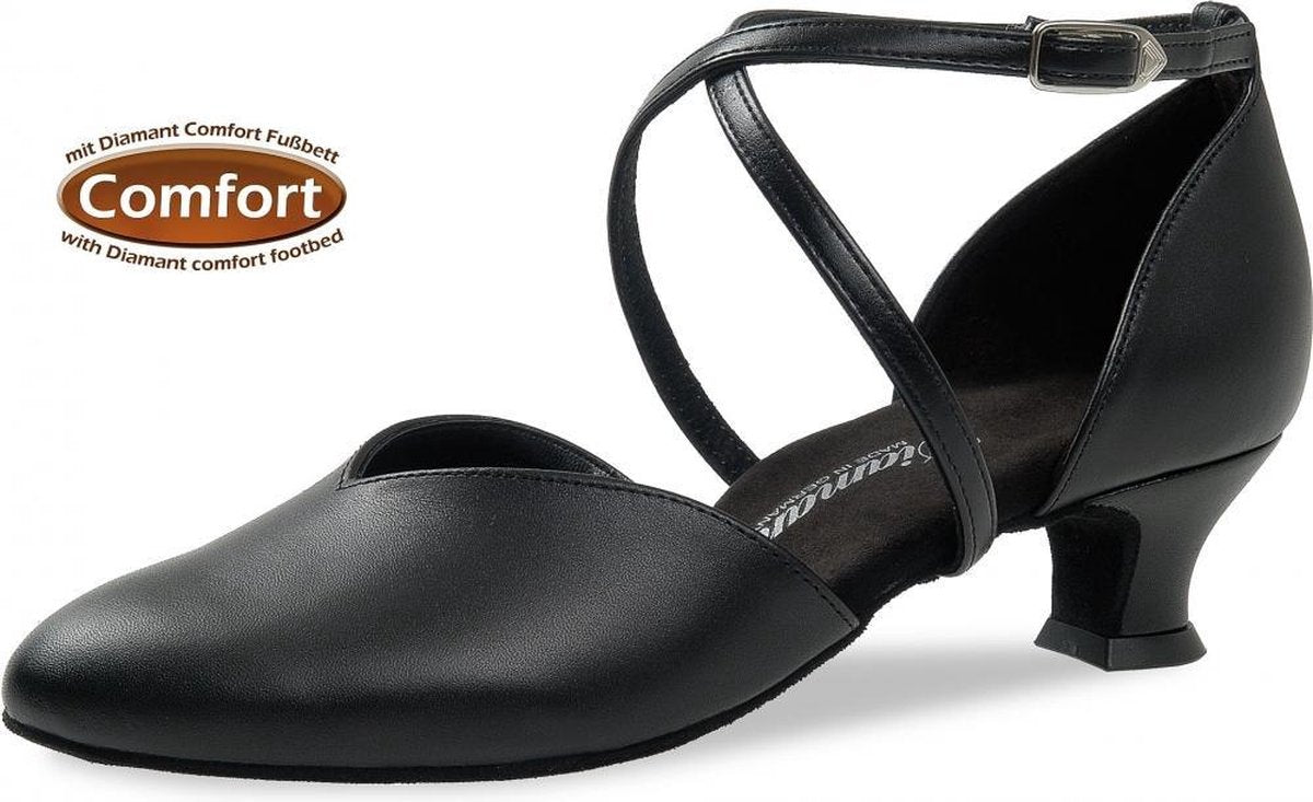 Diamant Dames Ballroom Dansschoenen 107-013-034 – Zwart Leer - Maat 40