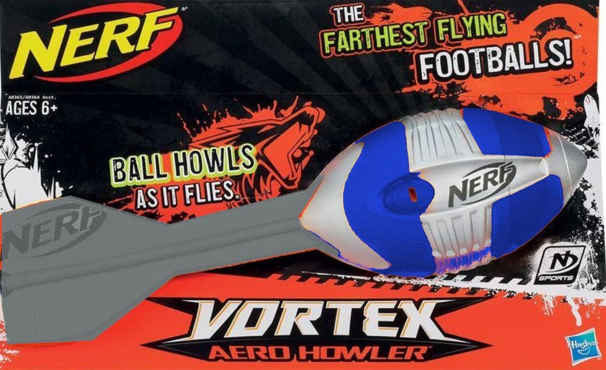 NERF Sports Vortex Aero Howler - Werpbal - Long Distance Football met handgreep en fluitend geluid - Blauw