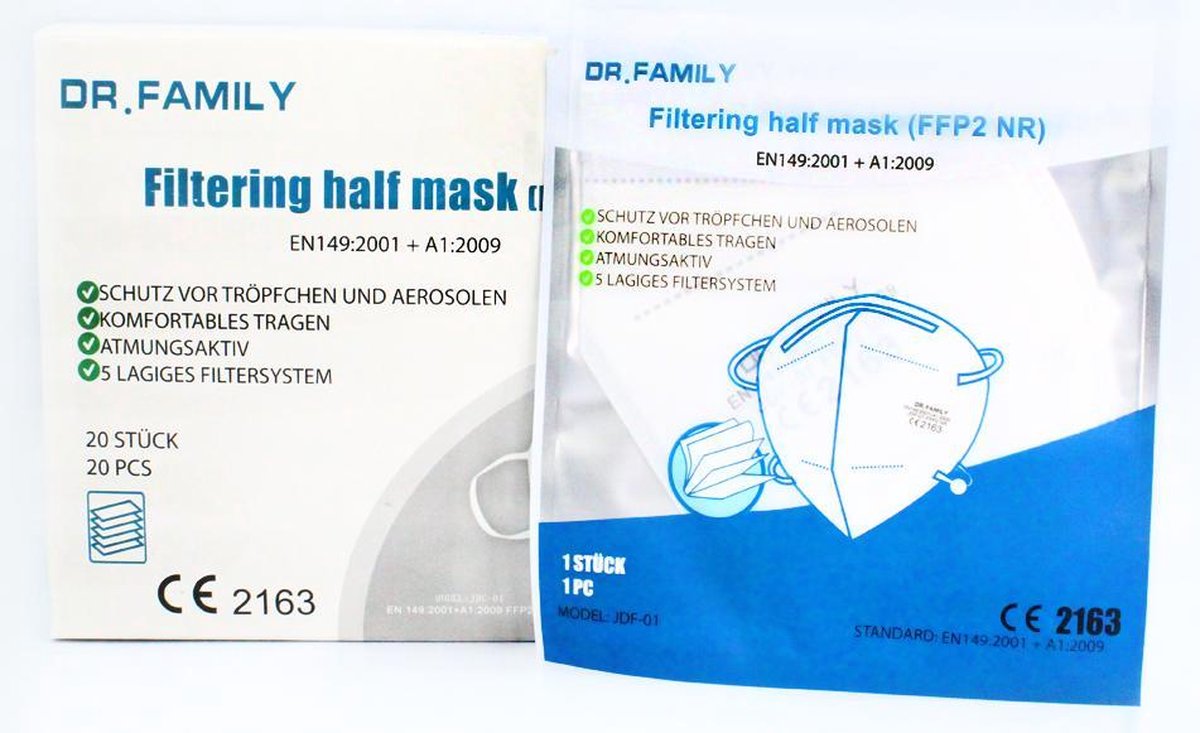 1000x FFP2 NR - Filtering half face mask - Dr.Family (1000 stuks)