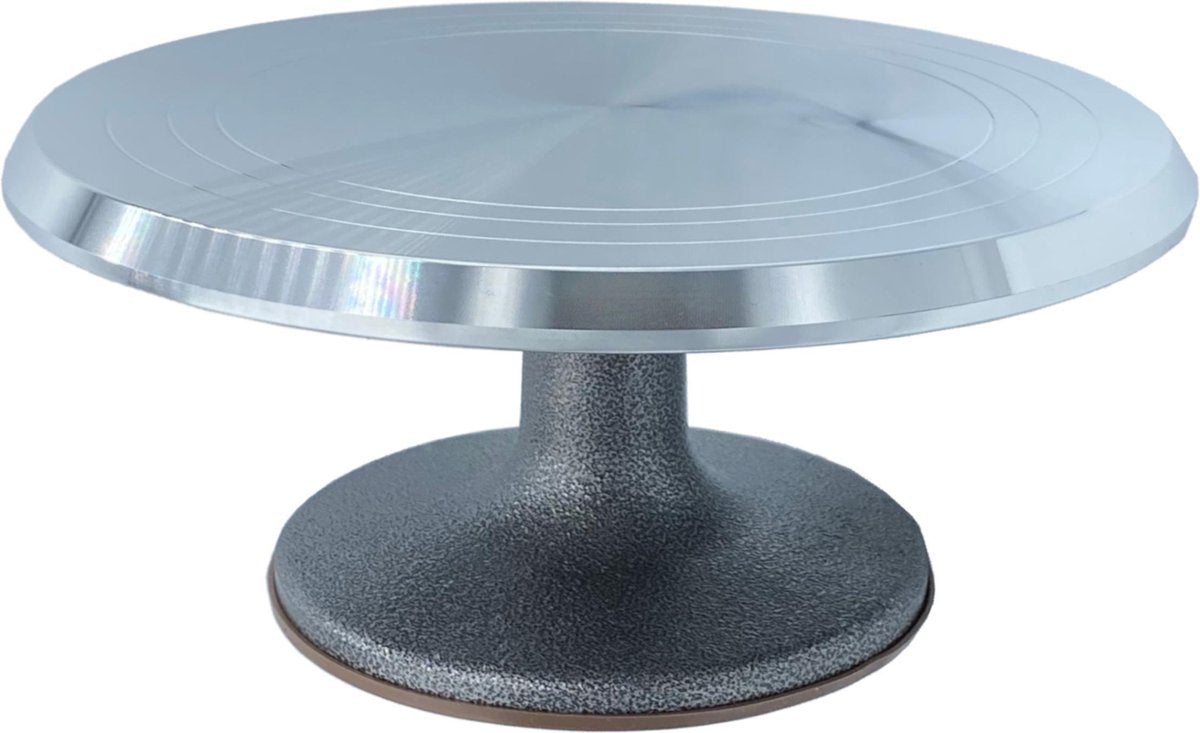 Luxe Taartplateau – Draaibaar Taartplateau – Draaiplateau Taart – Taartschaal – Cake Stand – Diameter van Ø30 cm – Ideaal voor het snijden en maken van taart – Geborsteld RVS