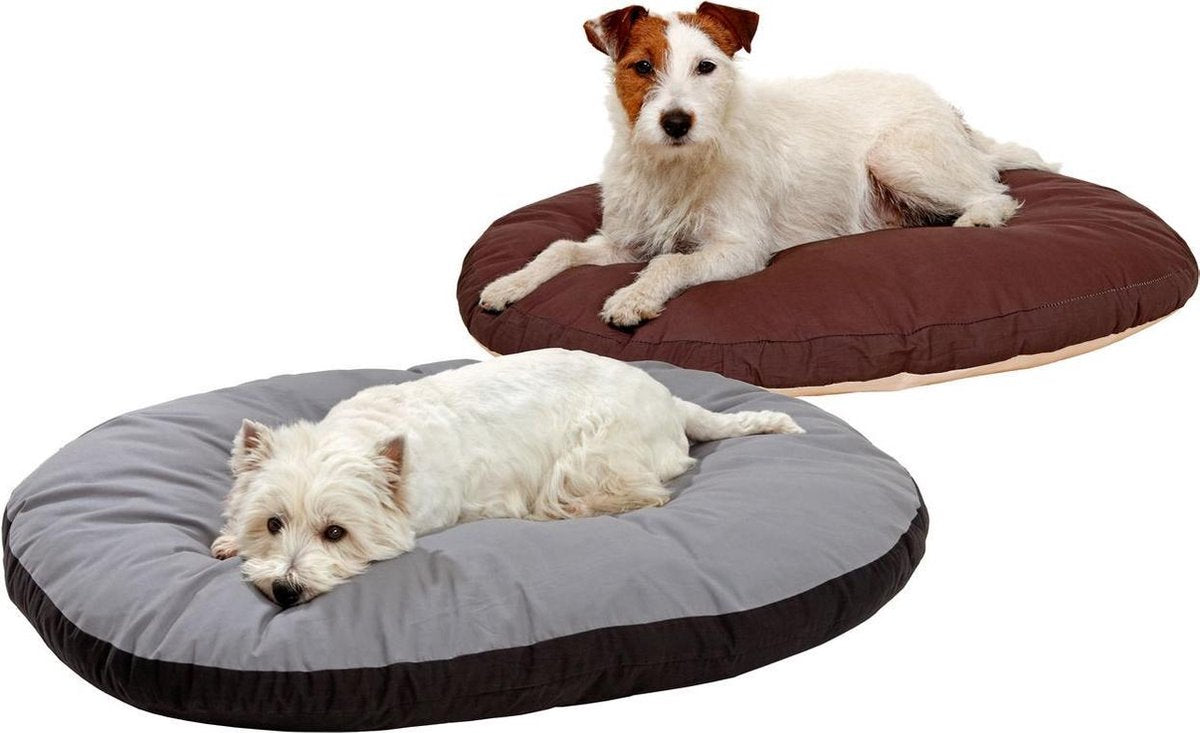 Doc Bed Ovaal Hondenkussen - Grijs & Zwart - 80 x 62 x 10 cm