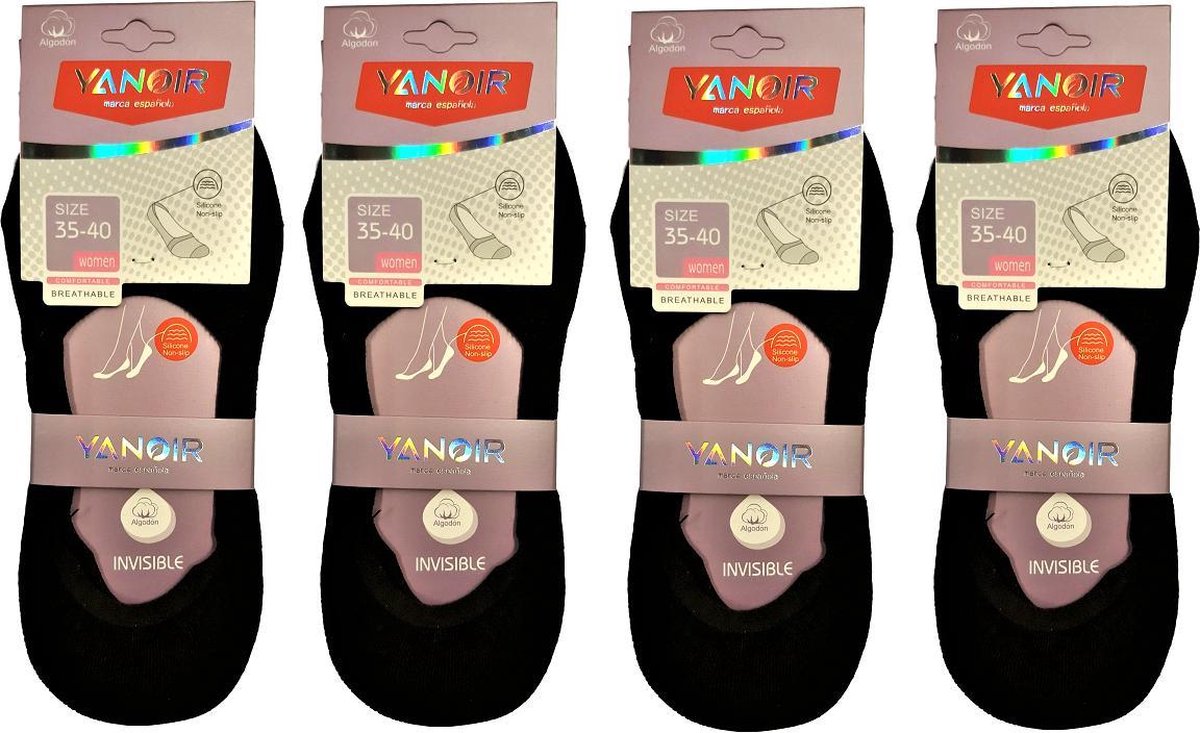 12 pack zwarte Katoenen Kousenvoetjes Multipack Maat 36-39