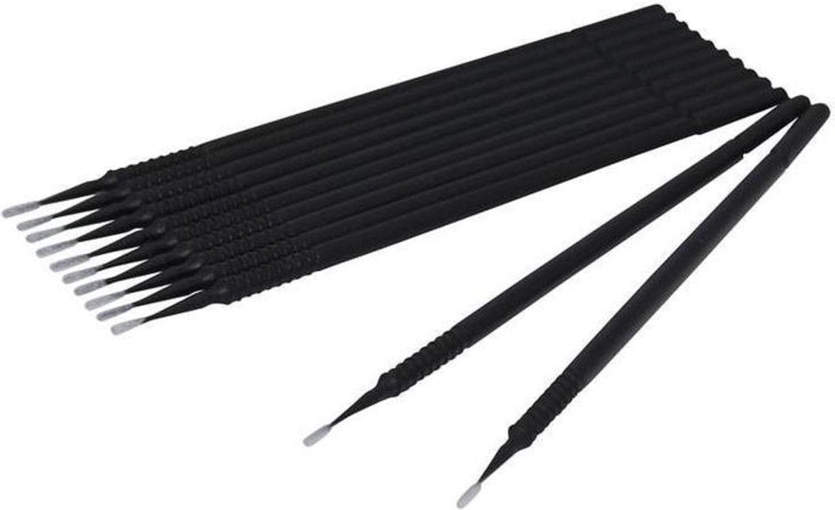 Lashes & More - 100 stuks  Wegwerp Microbrushes - Zwart - Wimpers Uitbreiding  - Individuele Lash Verwijderen -  Wattenstaafje - Micro Borstel Voor Wimper Extensions Tool- microbrush