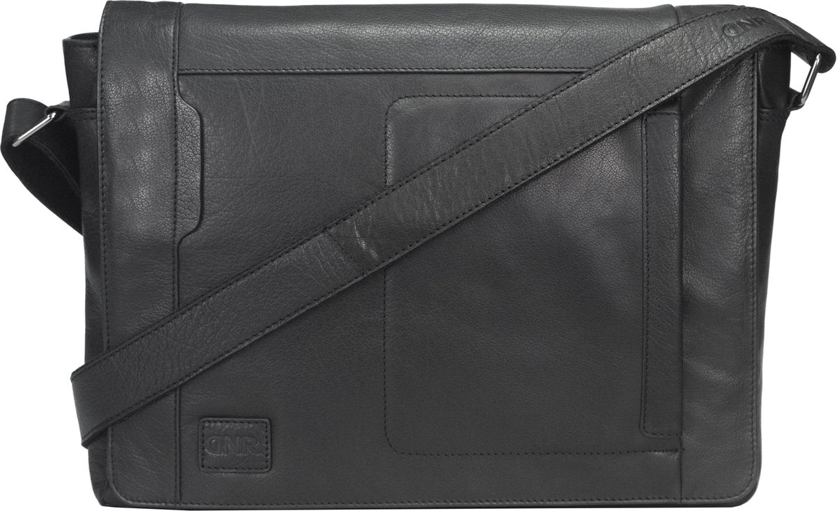 DNR Laptoptas lederen - Geschikt voor 17 inch - Zwart