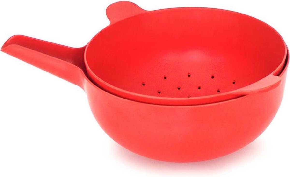 [by EKOBO] Biobu Pronto Schaal handy & vergiet groot - 295x295x145mm - Tomato