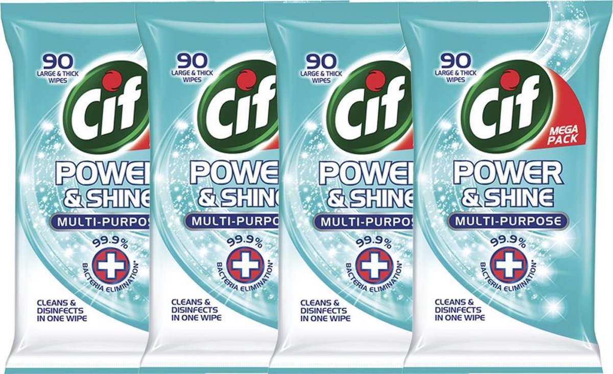 Cif Power & Shine Antibacteriële doekjes - 4 x 90 stuks
