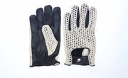 Vintage crochet leren autohandschoenen donker bruin | maat S